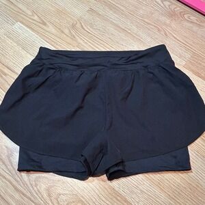 90 Degree by Reflex Womens XL Black 2-in-1 Running Shorts Built-in Liner‎ Tulip